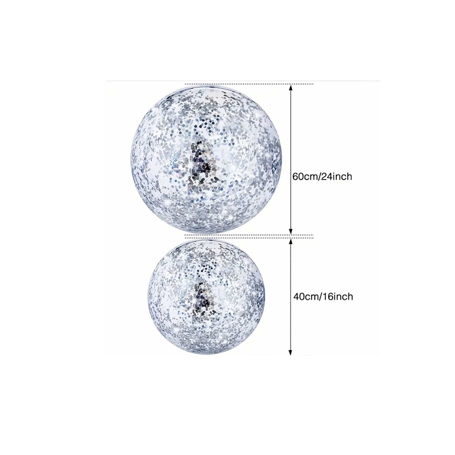 16/24in PVC Inflatable Beach Ball - Transparent Glitter Toy 4