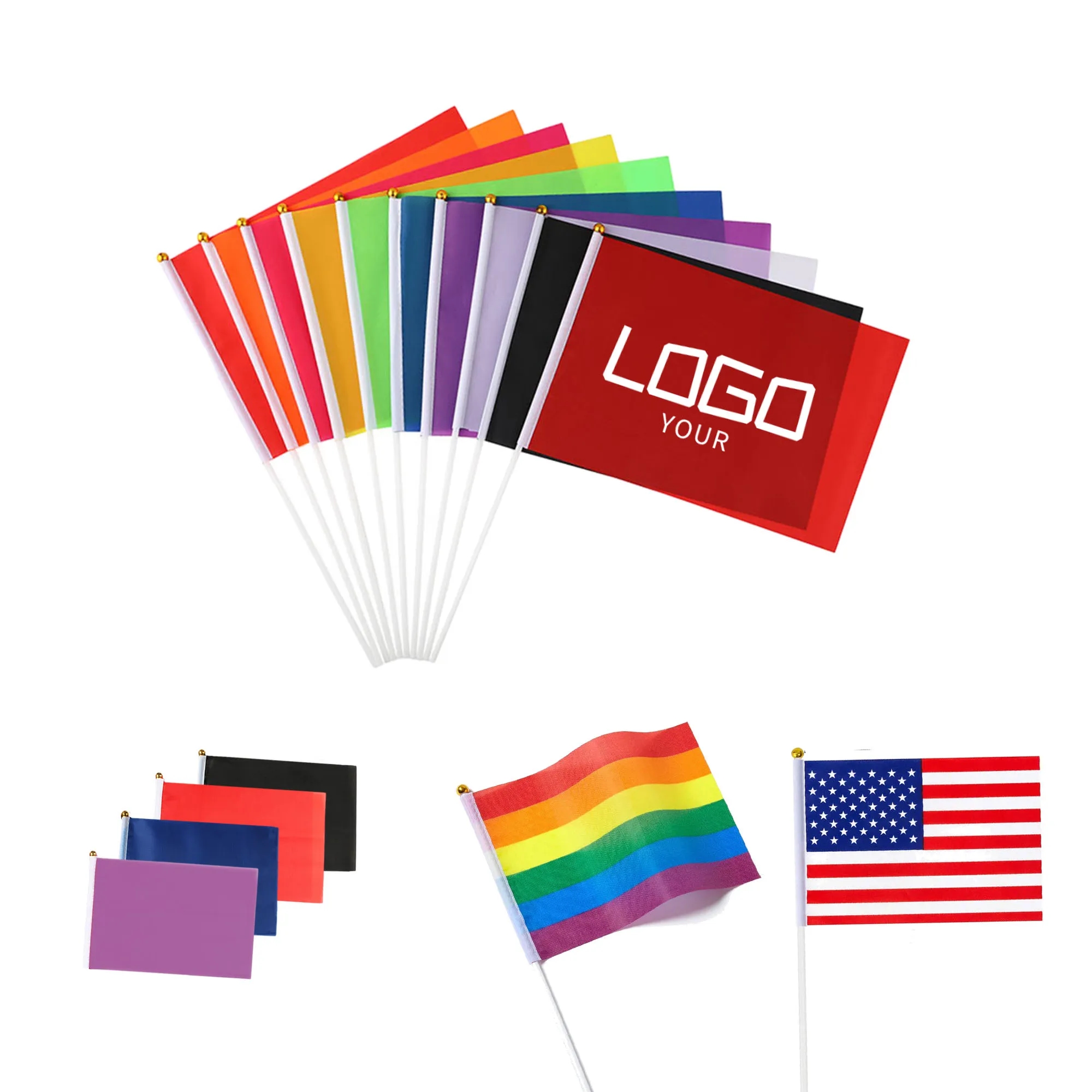 Multicolor Hand Held Rainbow Flag Outdoor 2