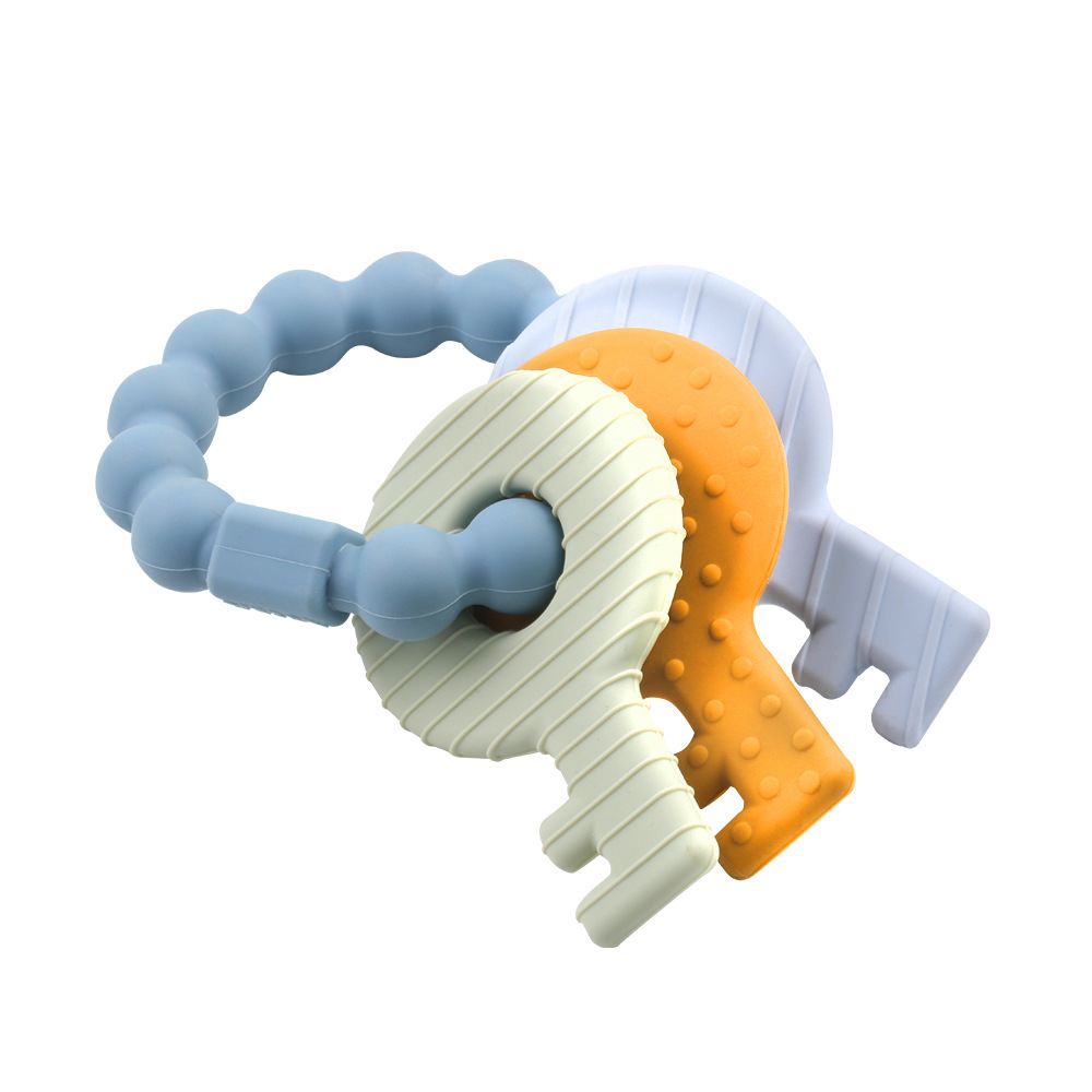 Three Hearts Silicone Key Rattle Teether 2