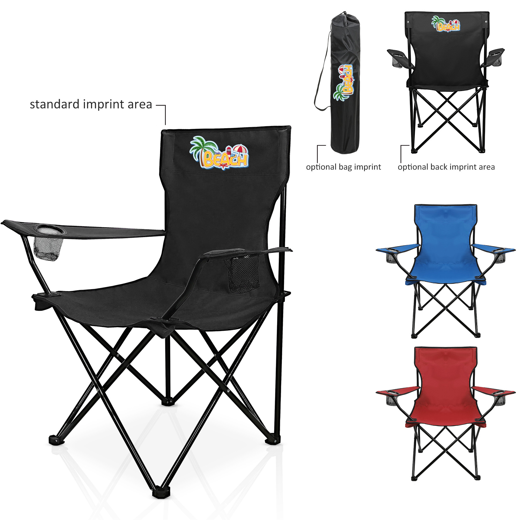 Premium Folding Chair W/ Net Cup Holder 8