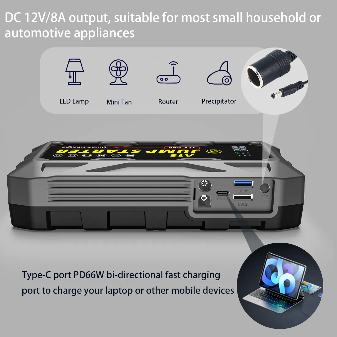 12V Car Battery Charge Jump Starter 4