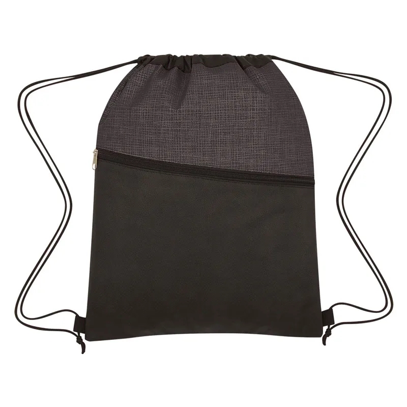 Crosshatch Two-Tone Non-Woven Drawstring Bag 7