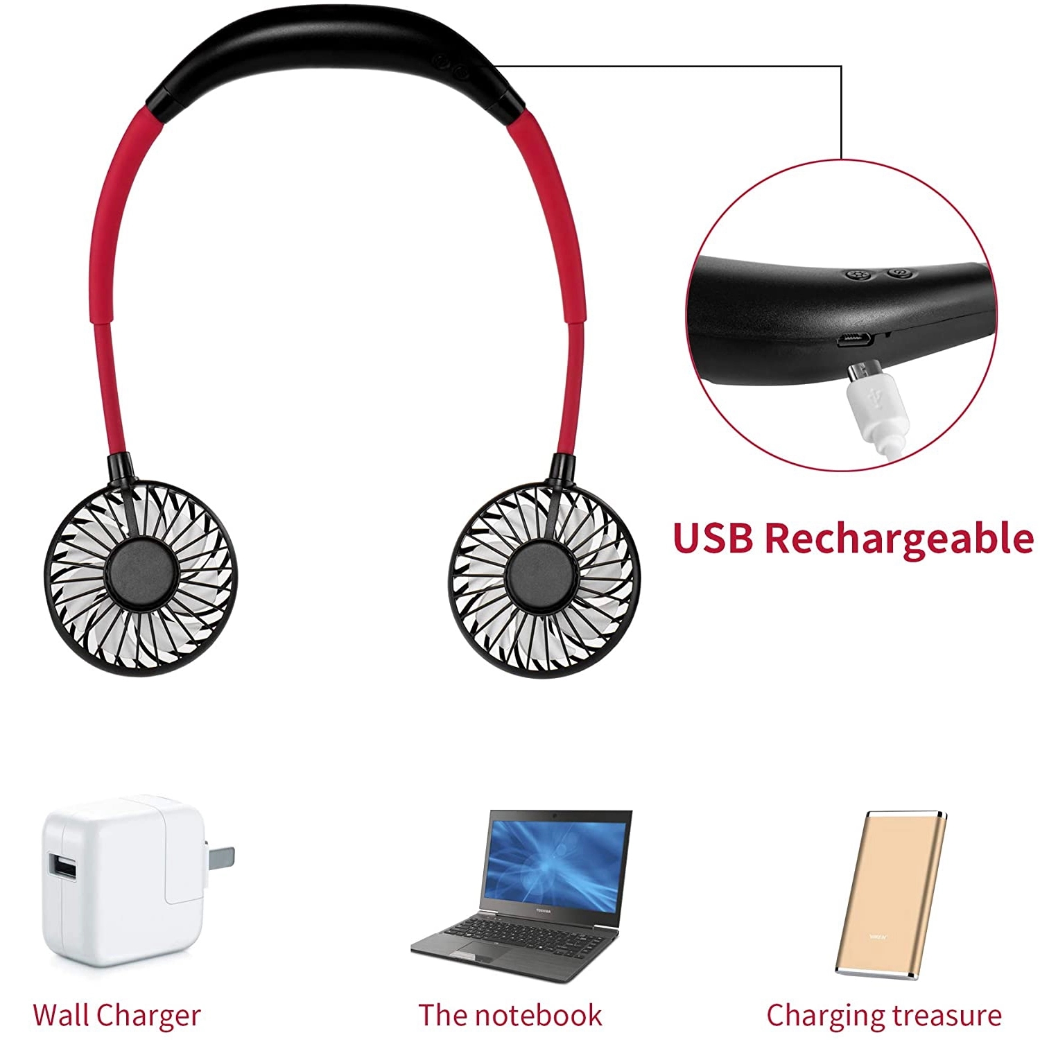 Portable Neck Fan With Led 4