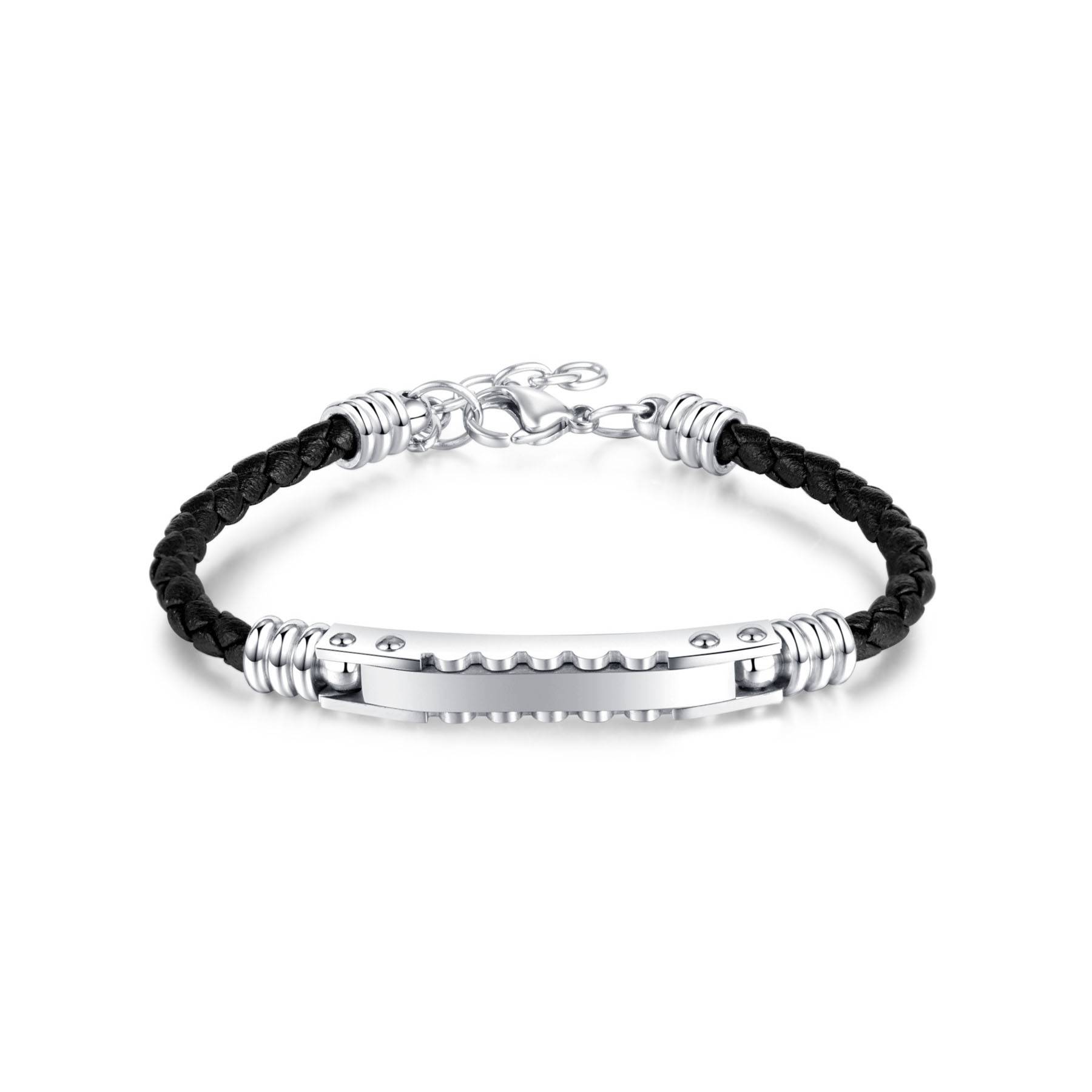 Stainless steel woven leather bracelet 4