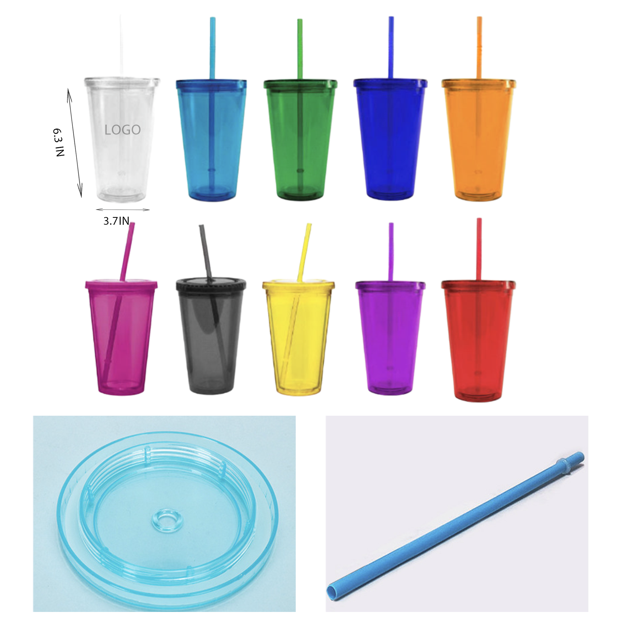 MOQ 10 PCS Versatile 16oz Transparent Plastic Straw Cup 1