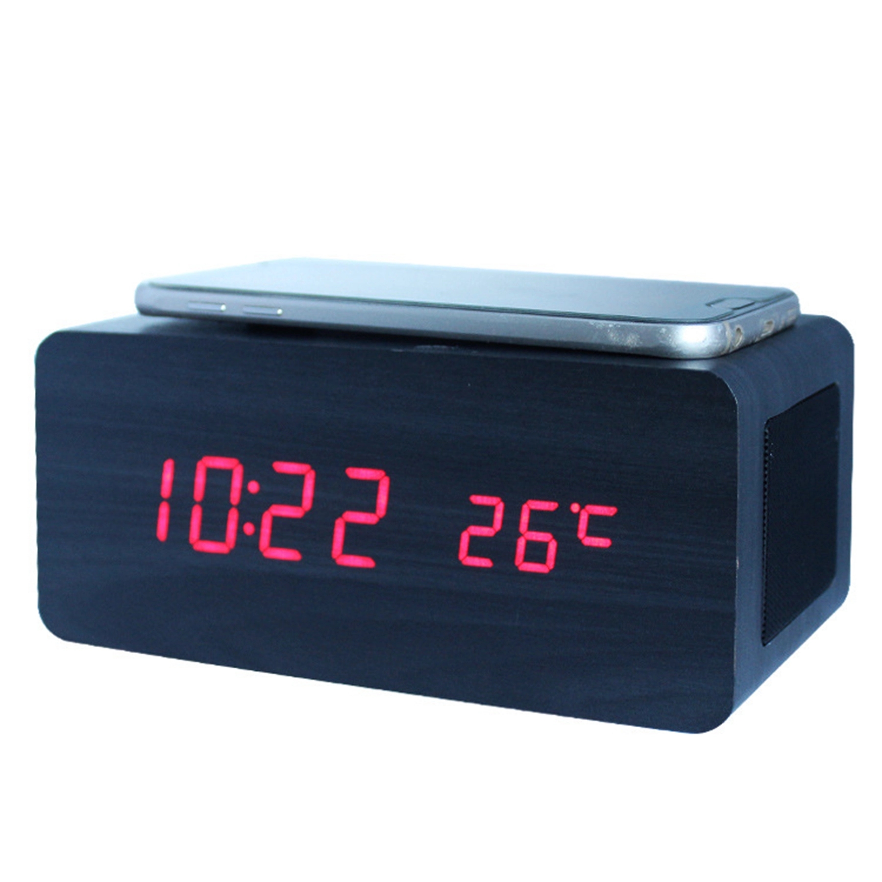 10 W Wood Wireless Charger with Speaker & Alarm Clock 1