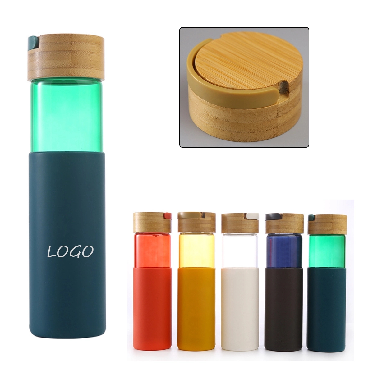 20OZ Glass Bottle with Bamboo Lids 3