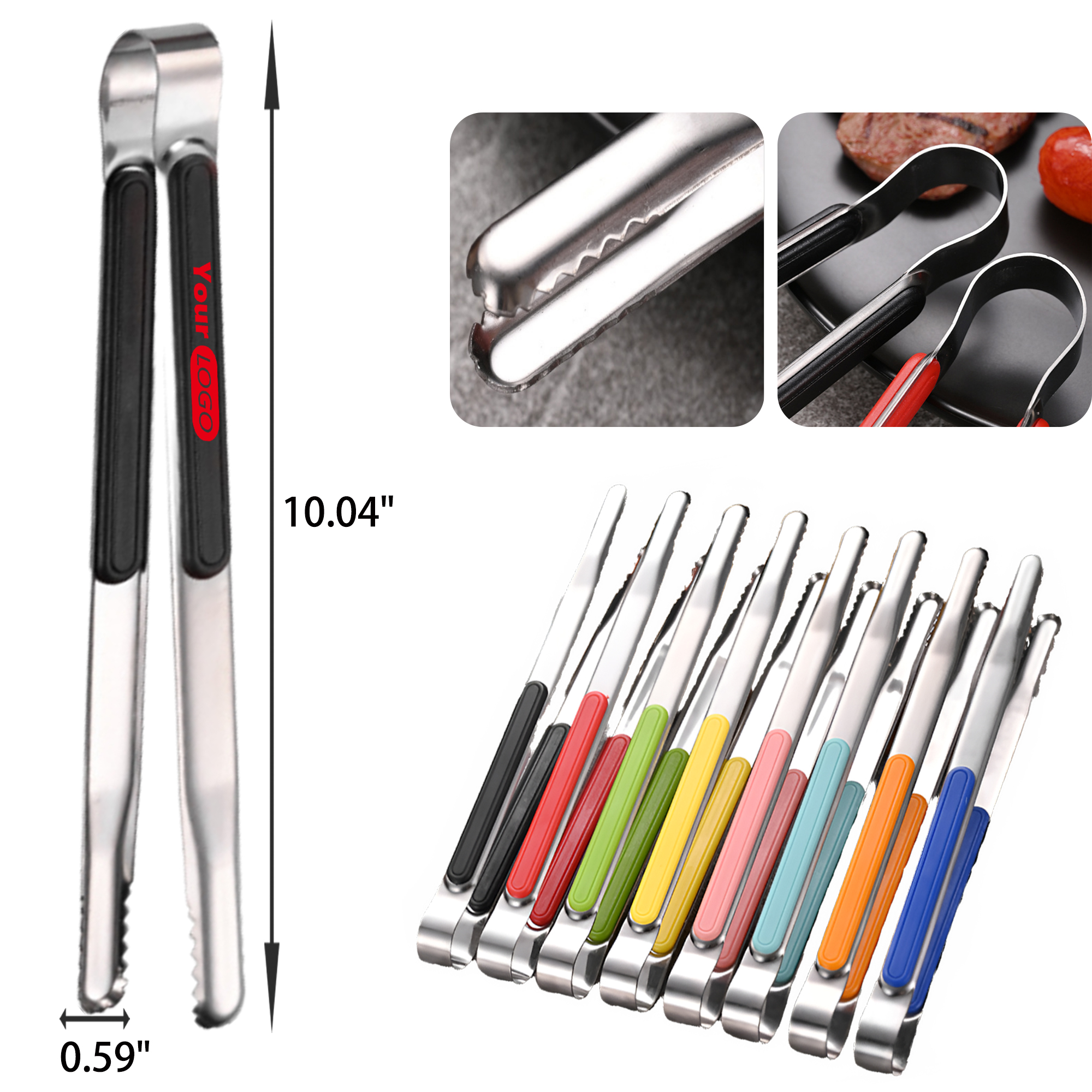 MOQ 50 PCS Sturdy Thicken Stainless Steel BBQ Food Clamp 6