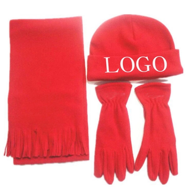 Polar Fleece 3 Piece Hat Scarf Glove Set 7
