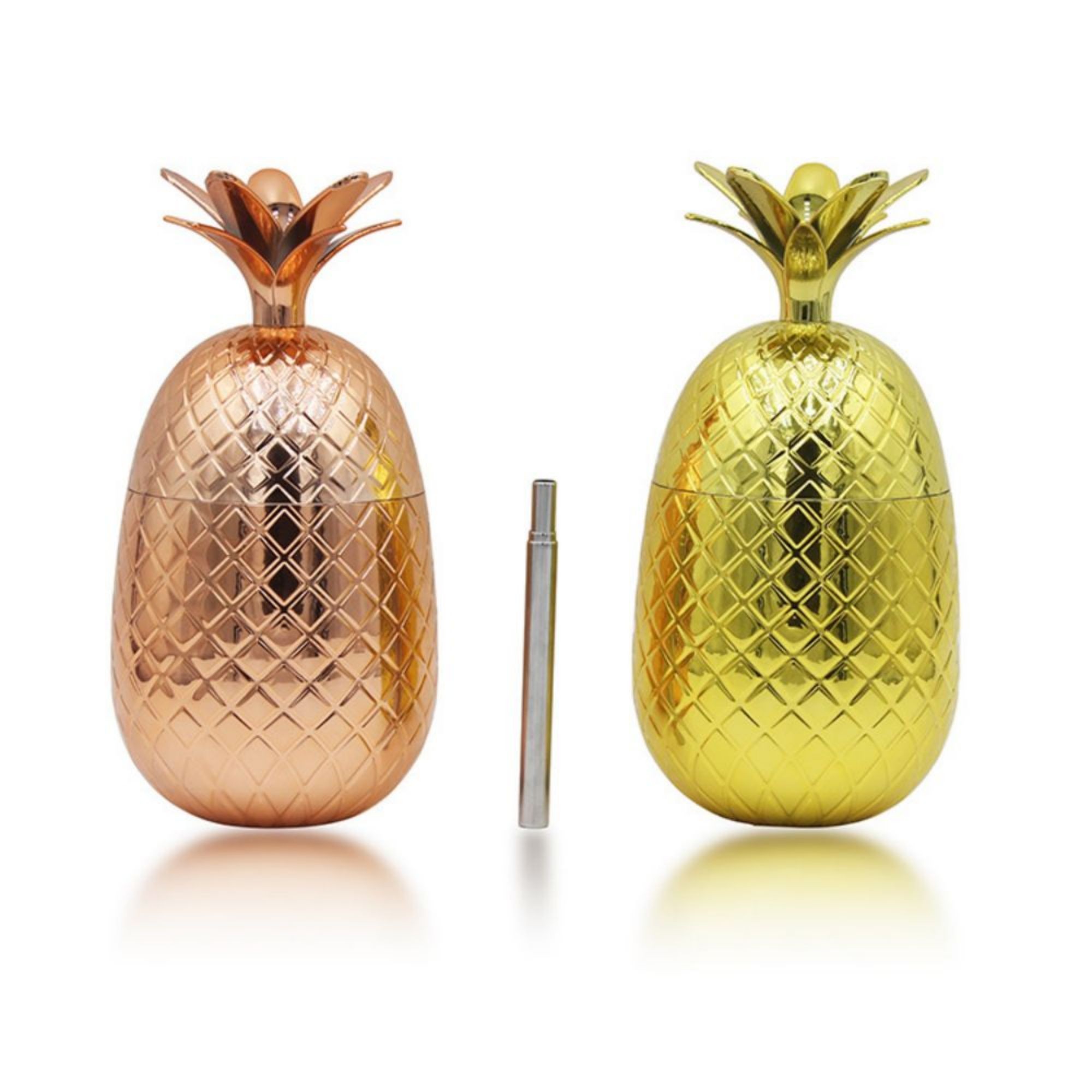 15 OZ Pineapple Cups With Stainless Steel Straw 4