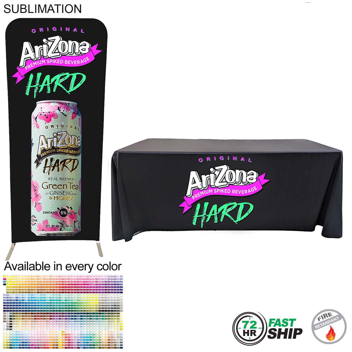 72Hr Fast Ship-Tradeshow Booth Package,3'W x 96"h EuroFit Tension Fabric Display & 6' Sub Tablecloth 10