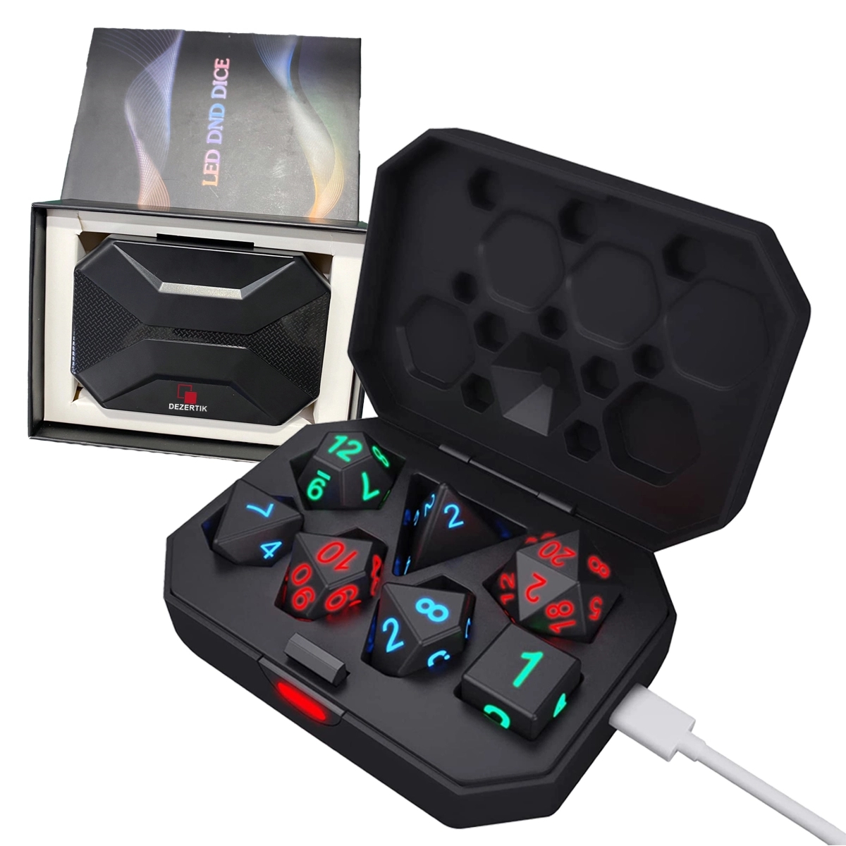 Rechargeable Glowing Dice Set 7Pcs 2