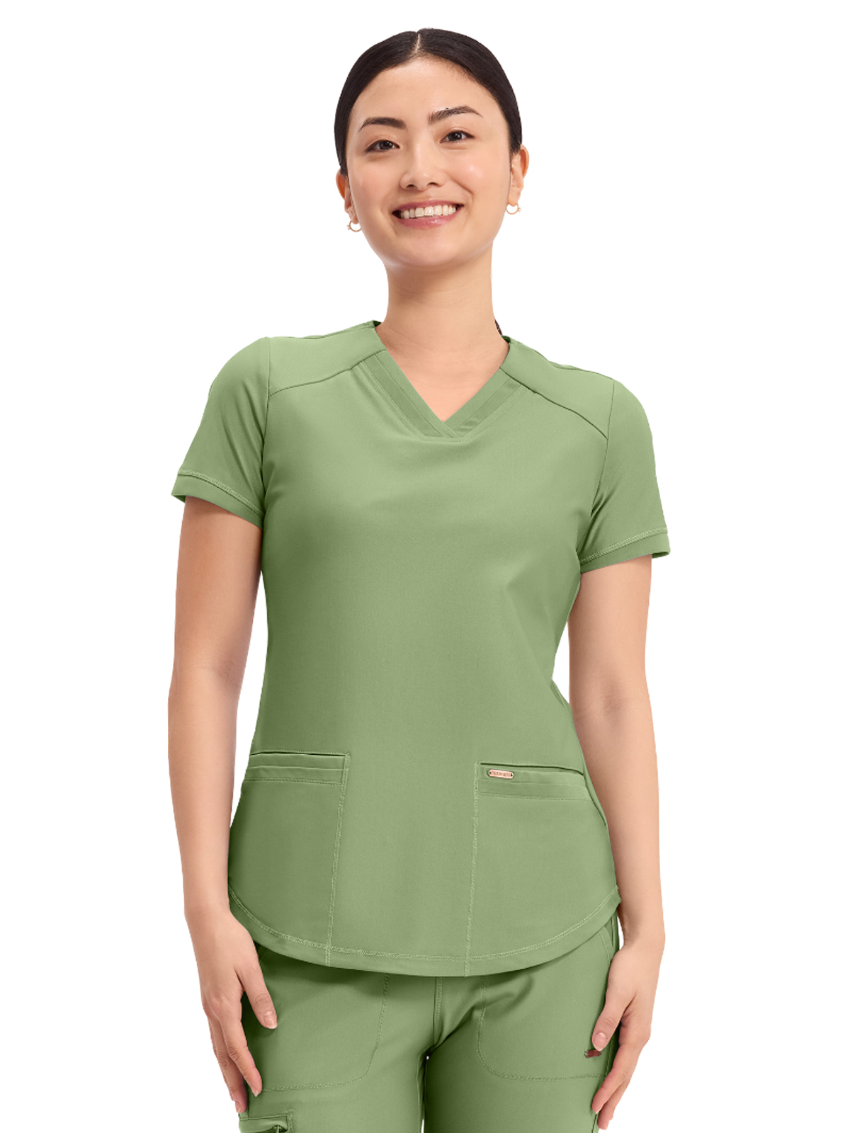 Cherokee - Form - Women's 2-Pocket Curved Hemline V-Neck Top 7