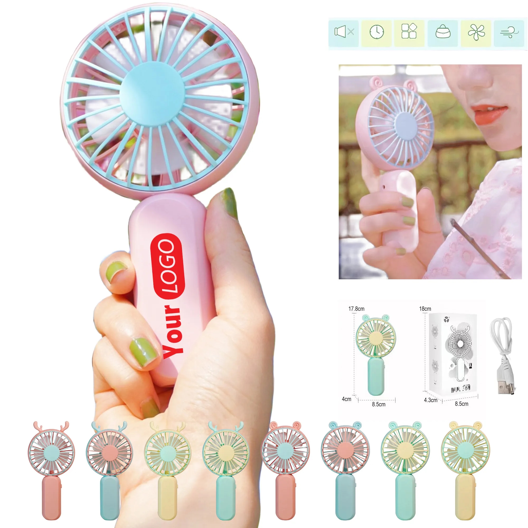 Custom Logo USB Portable Electric Hand-held Fan 13