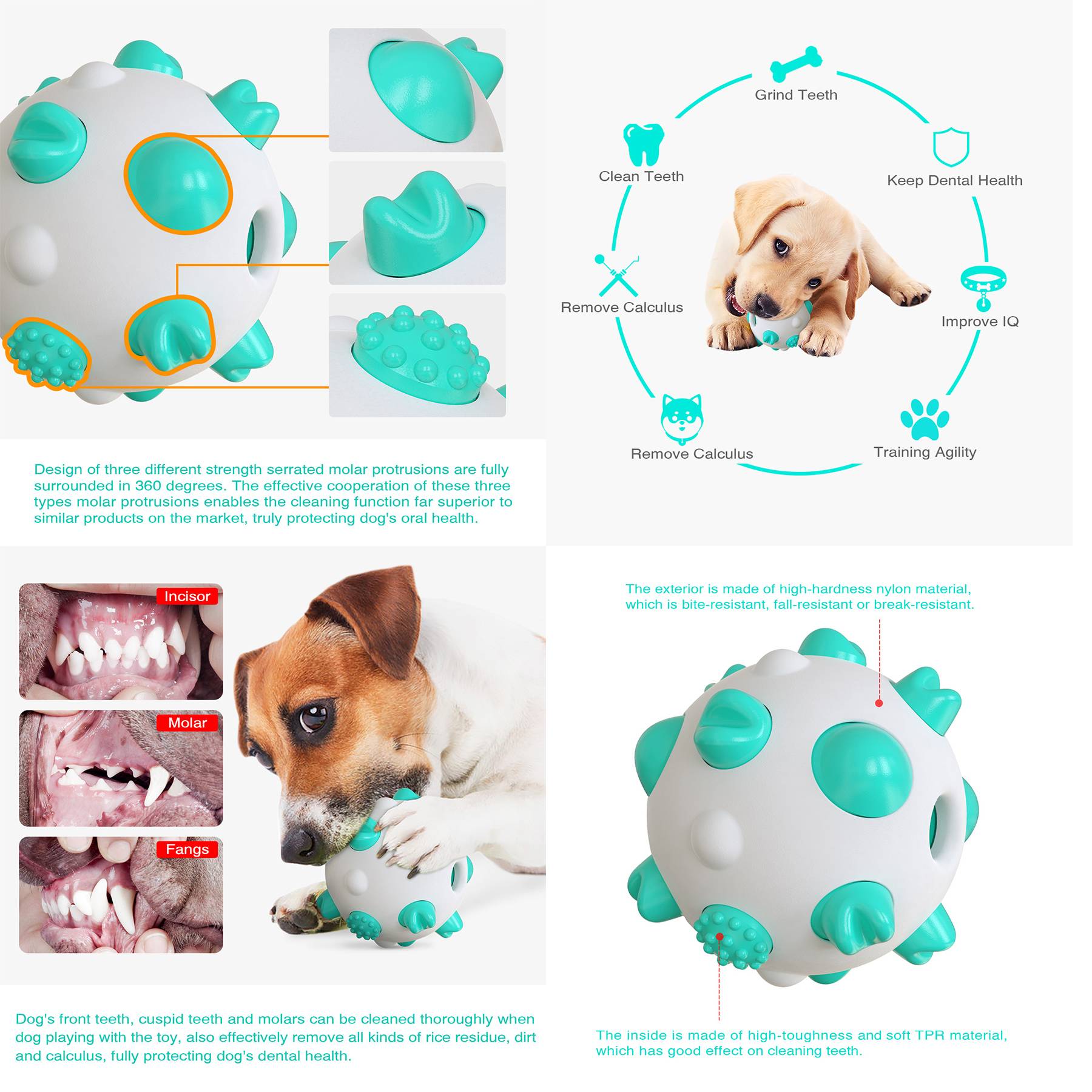 Rubber Spherical Chewing Resistant Dog Molar Stick Toy 6