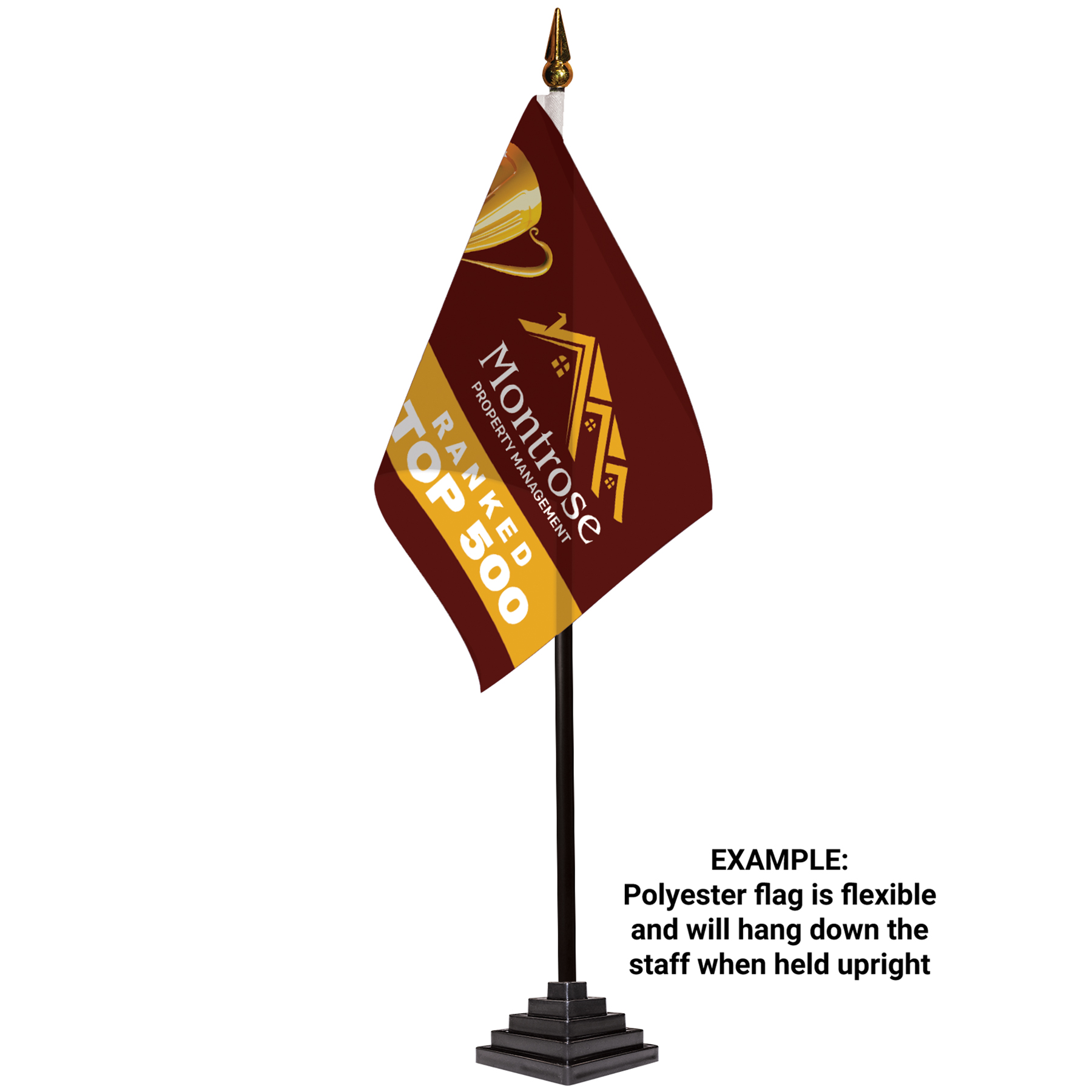 4" x 6" Single Reverse Stick Flag with Pyramid Stick Flag Base 3
