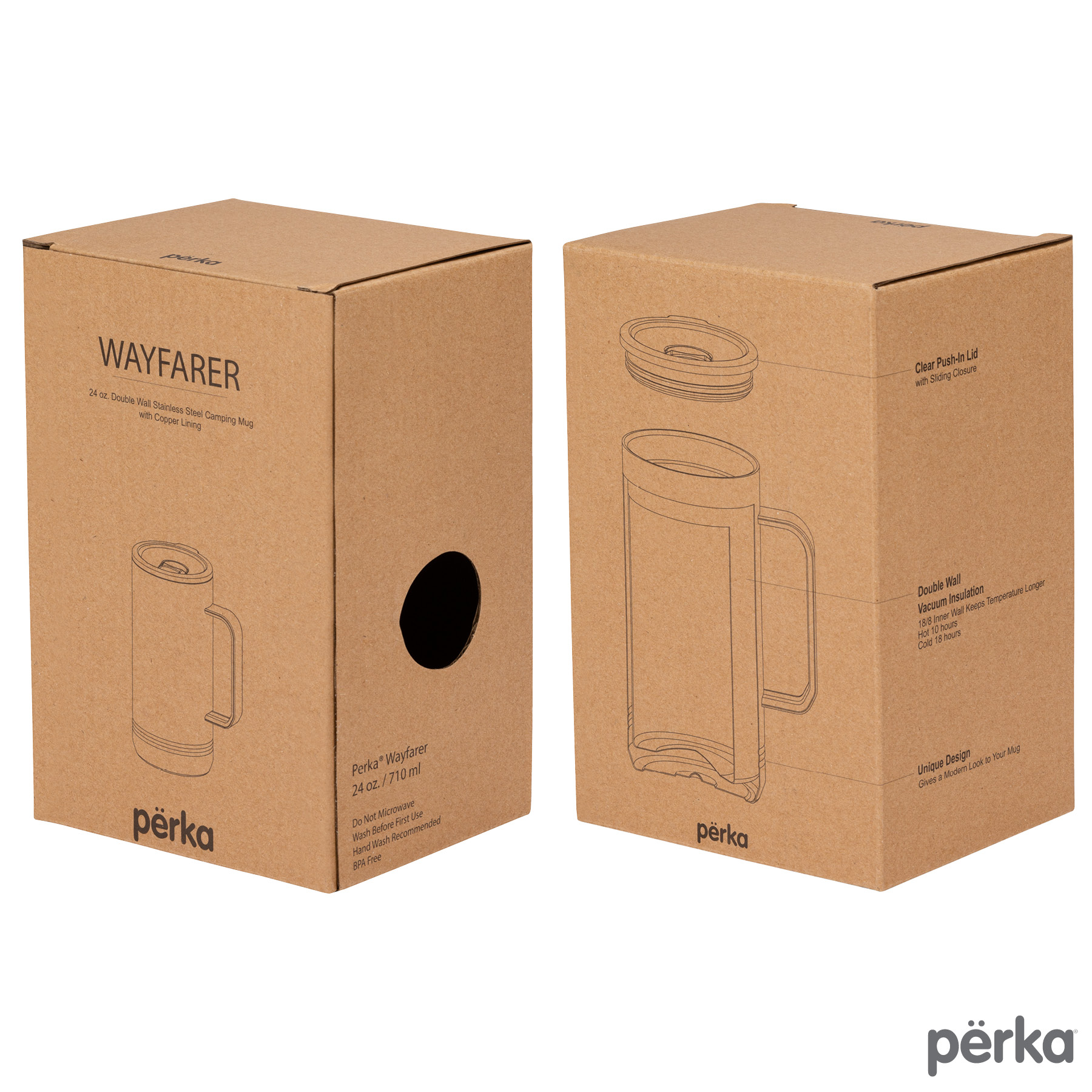 Perka® Wayfarer 24 oz. 304 Double Wall Stainless Steel Mug 12