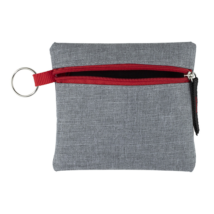 4-1/2" W x 4-1/2" H "CAPRI" Heathered Gray Zipper Pouch 5