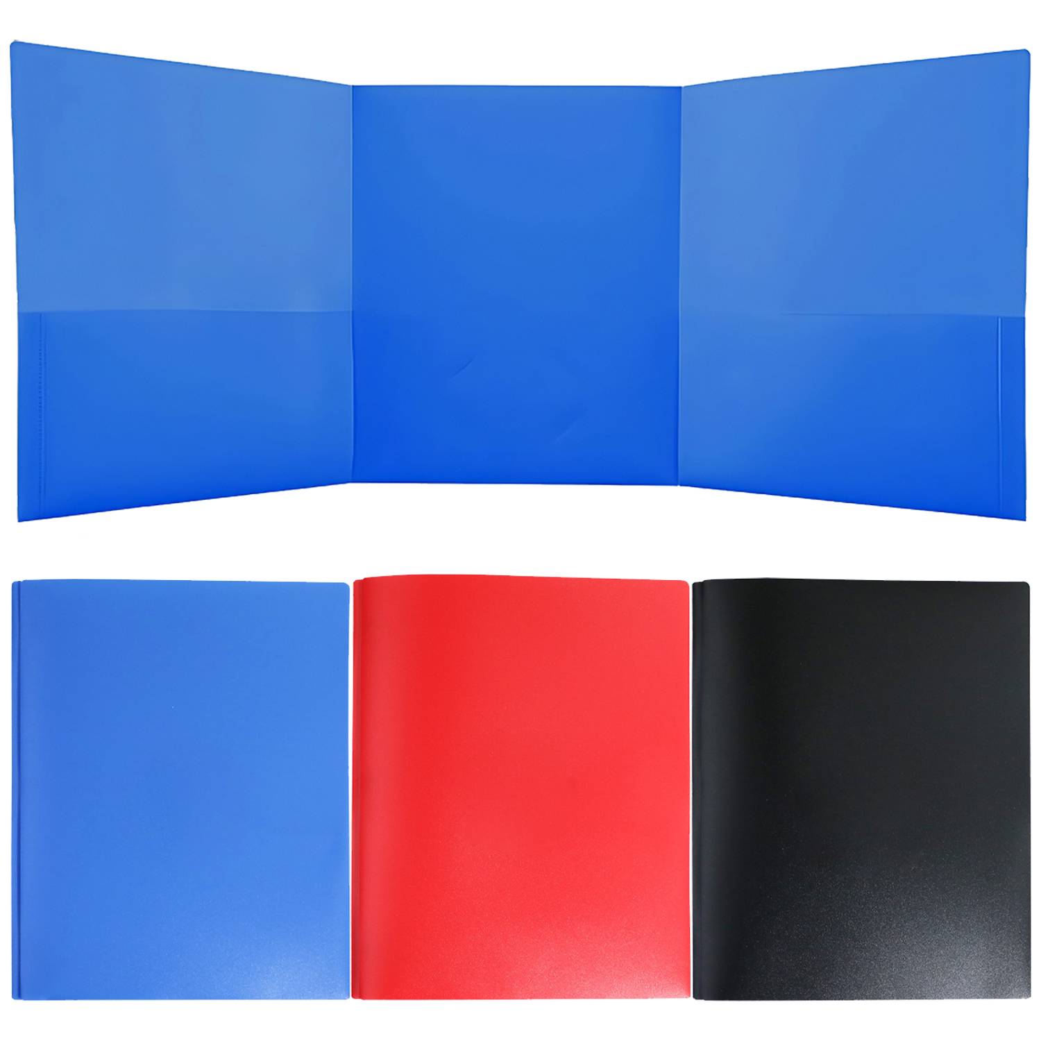 3-Pocket Tri-Fold Plastic Folder w/ Card Holder 4