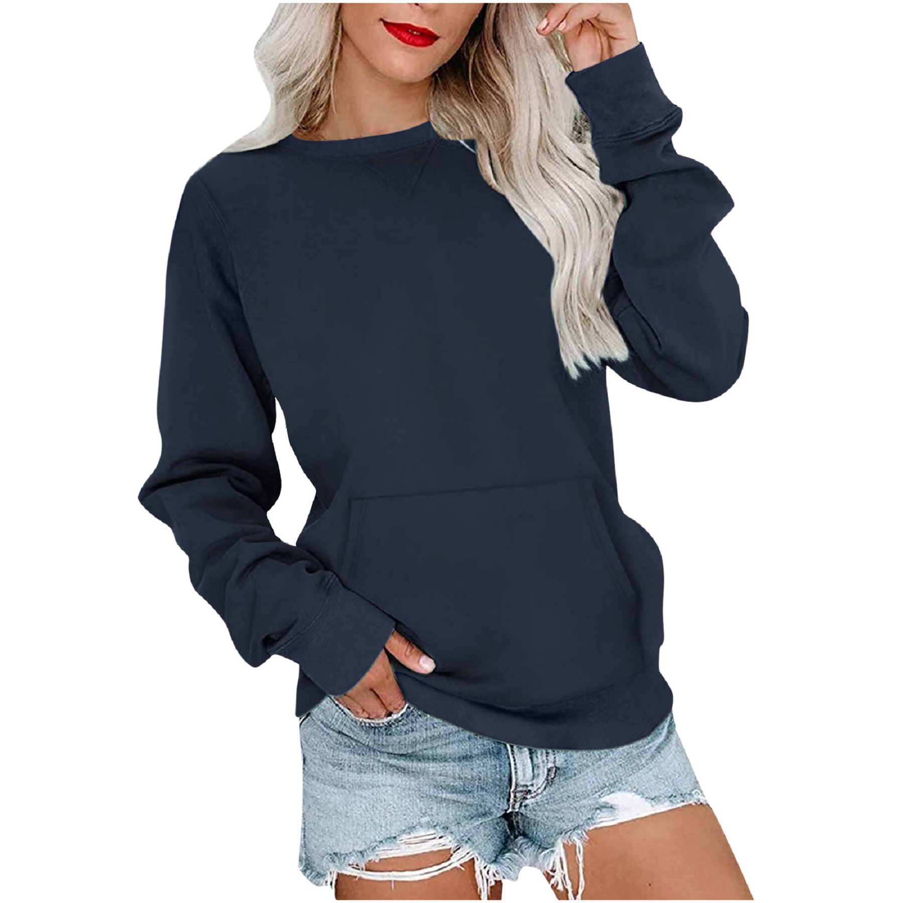 Casual Womens Sweatshirts Crewneck Long Sleeve Tops, custom hoodie or sweatshirt with logo imprint 7