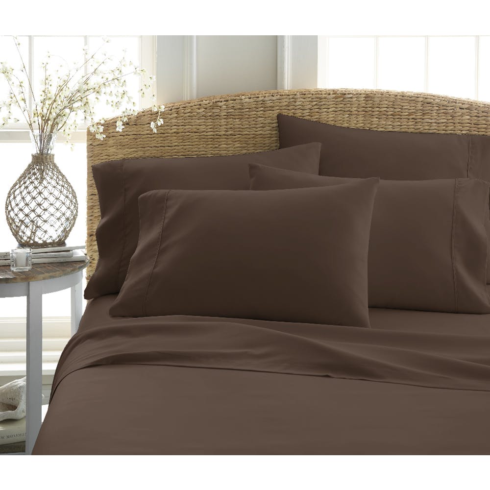 Microfiber Bed Sheet Sets - Chocolate Twin 3-Piece Double-Brushed 2