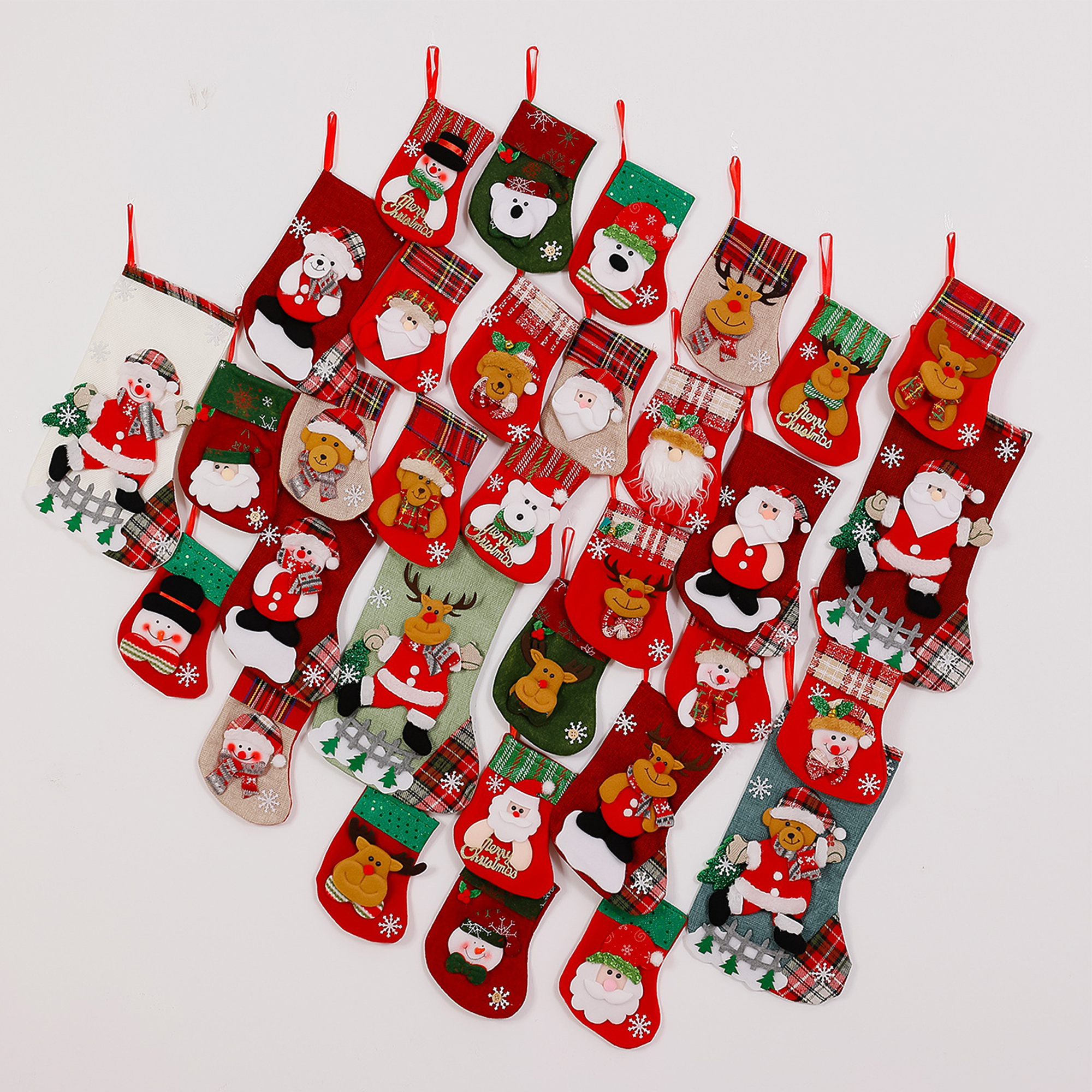 6.3in Mini Christmas Stocking Gift Bag Candy Holder Decor 3