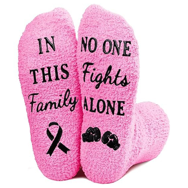 Cozy Comfort Pink Ribbon Fuzzy Sock 2