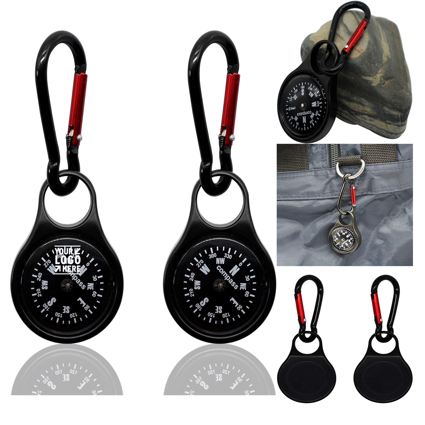 C-50 Mini Survival Compass Zinc Alloy Clip-on Direction Guide Keychain Holder Hook Emergency Kit