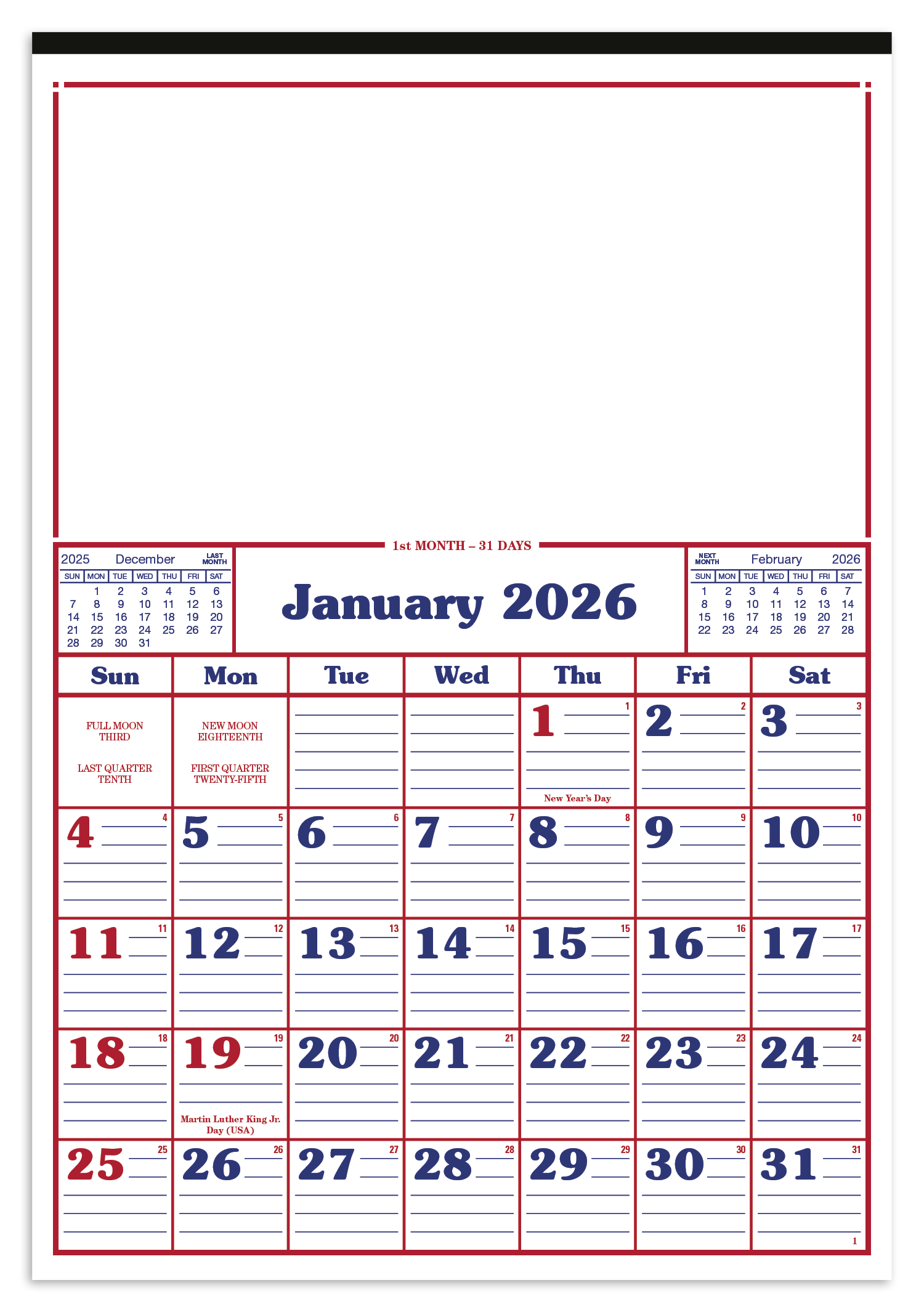 Skinner & Kennedy® Commercial 12-Sheet Calendar 29