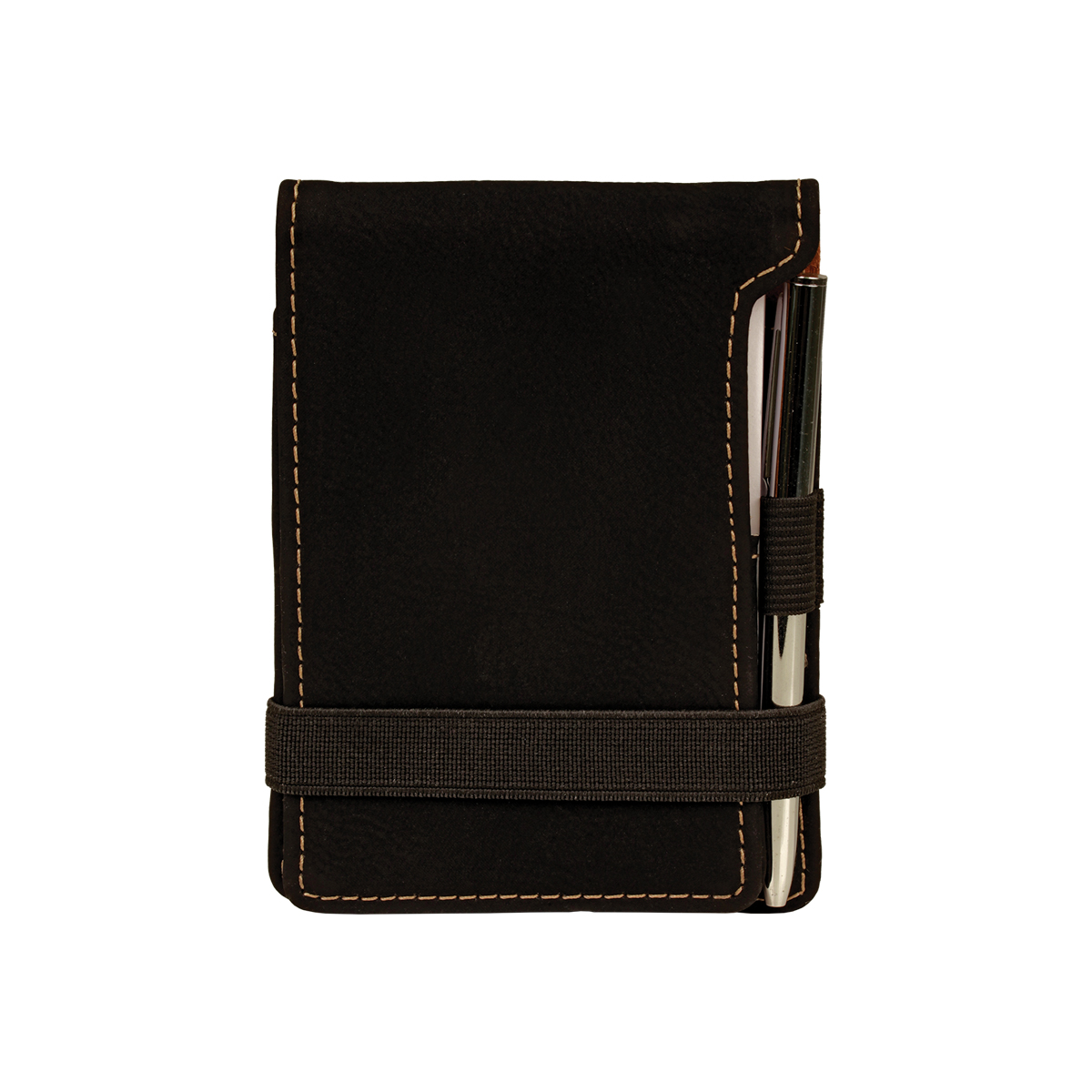Black & Gold Leatherette Mini Notepad with Pen 2
