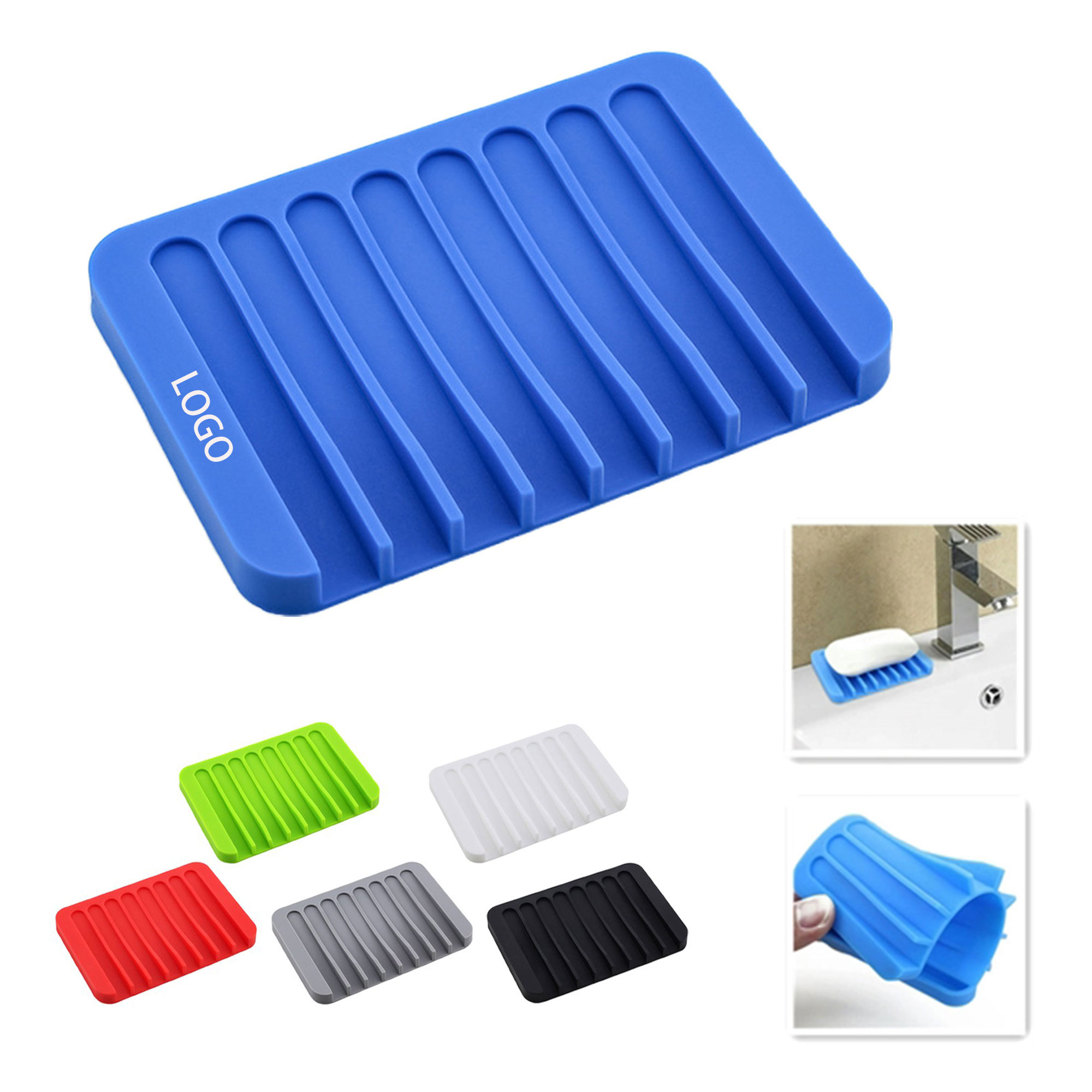 Silicone Soap Dish Storage Holder Bathroom 6