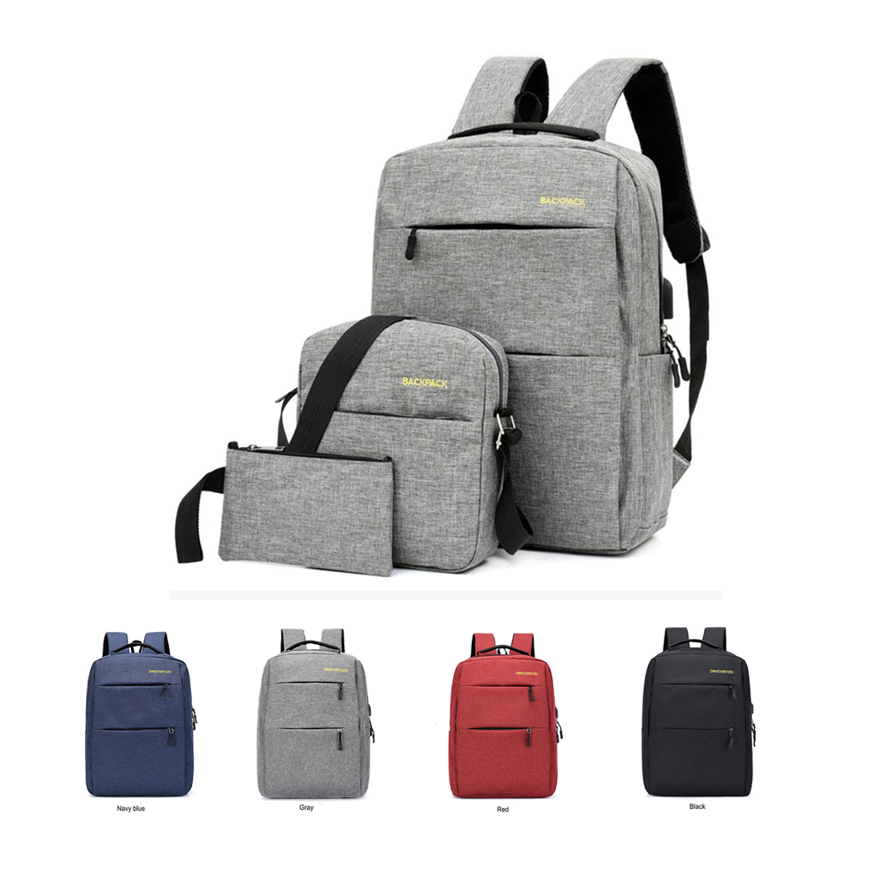 3 Pieces Customized Travel Laptop Backpack With USB Charging Port 2