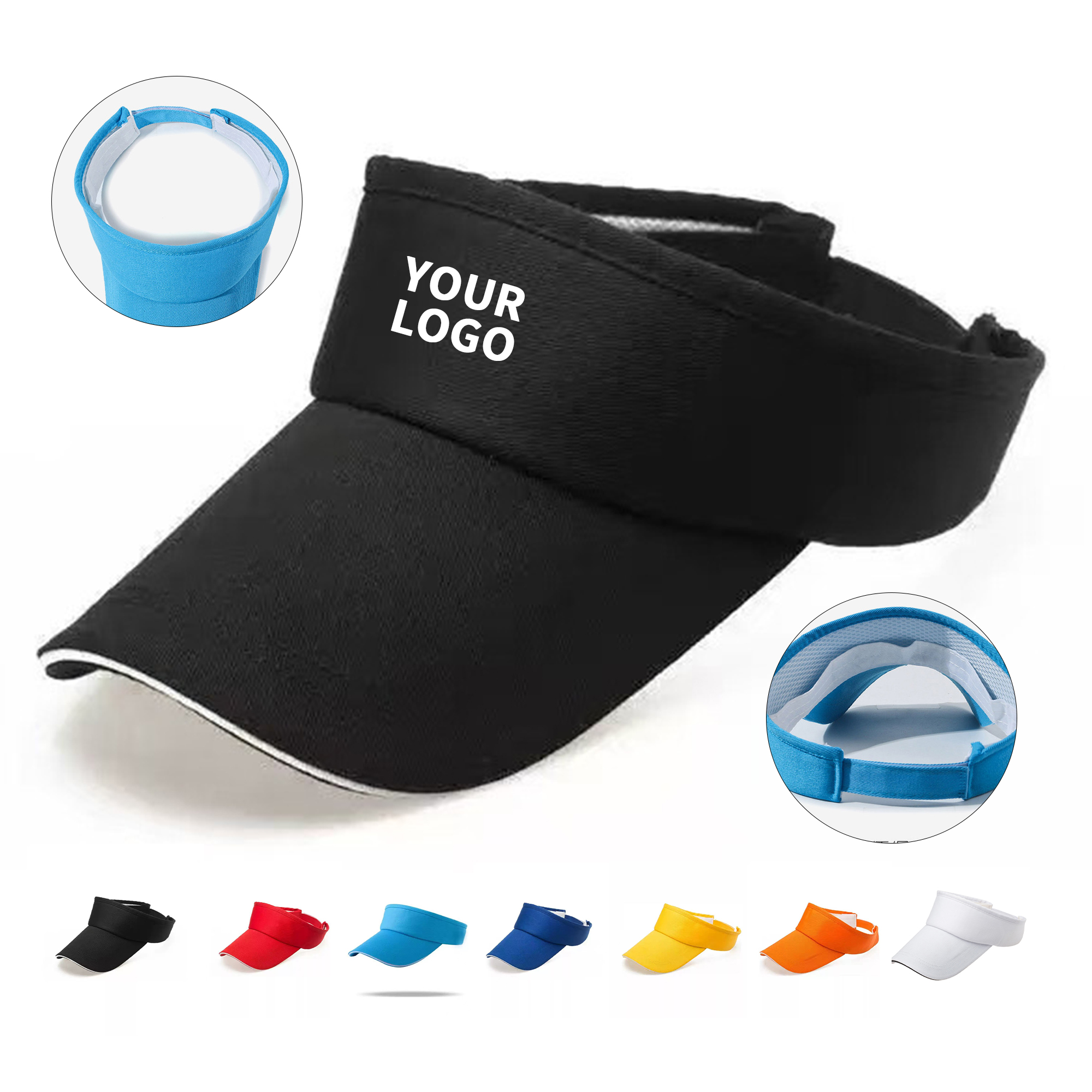 Cotton Sun Visor With Extended Brim 23.6" Diameter 10