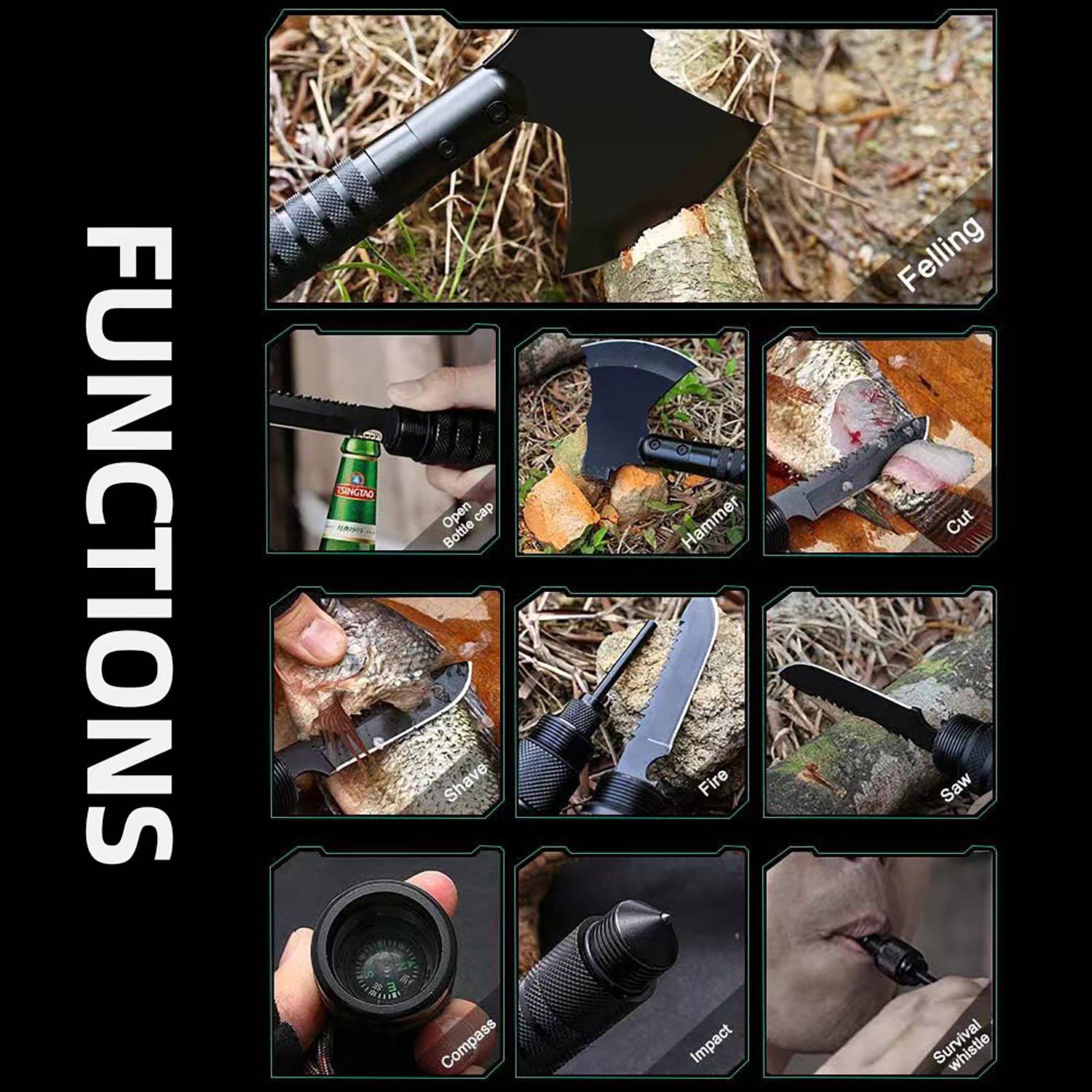 Convertible Multi-Functional Survival Camping Axe Kit 5