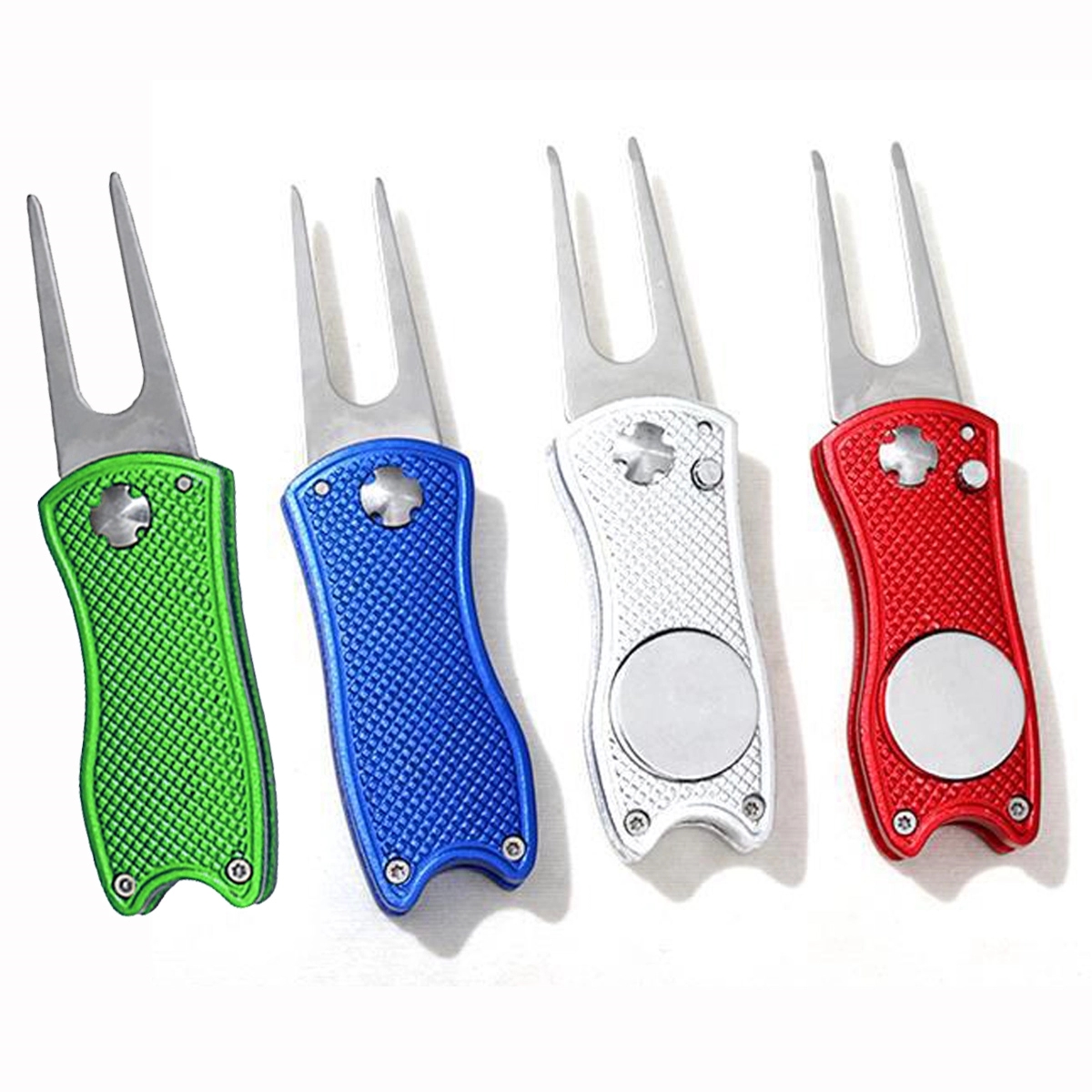 Foldable Pop-Up Button Stainless Steel Golf Ball Marker 3