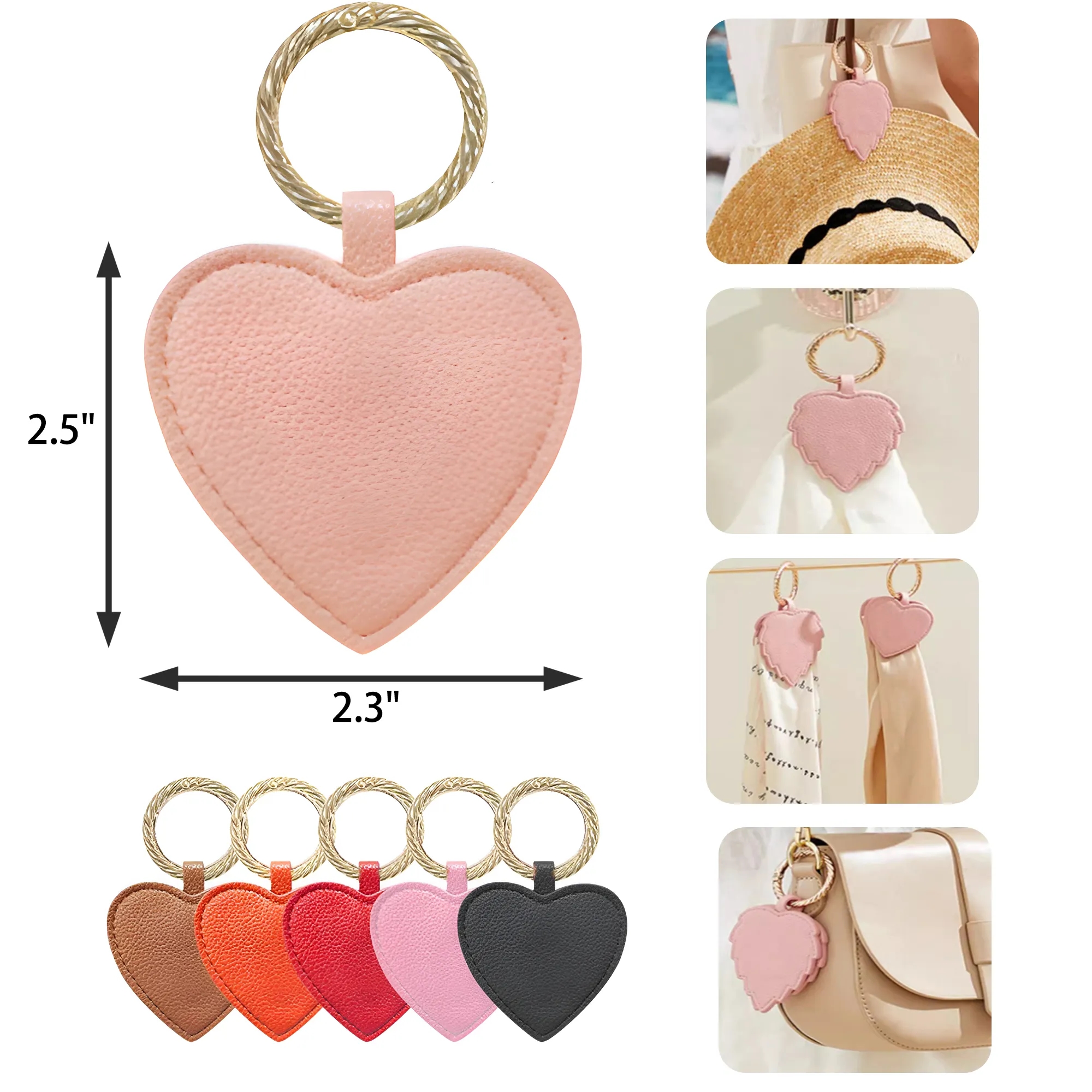 MOQ 50 PCS Heart Shape Leather Magnetic Hat Clip 2