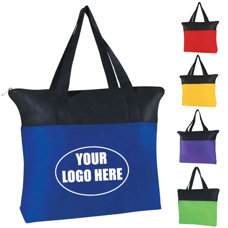 Non-Woven Two-Tone Zippered Tote Bag 2