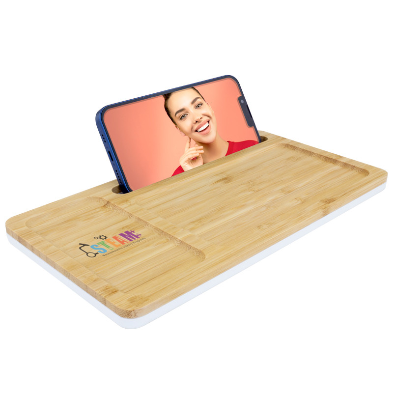 Bamboo Wireless Charging Pad and Desktop Organizer 2