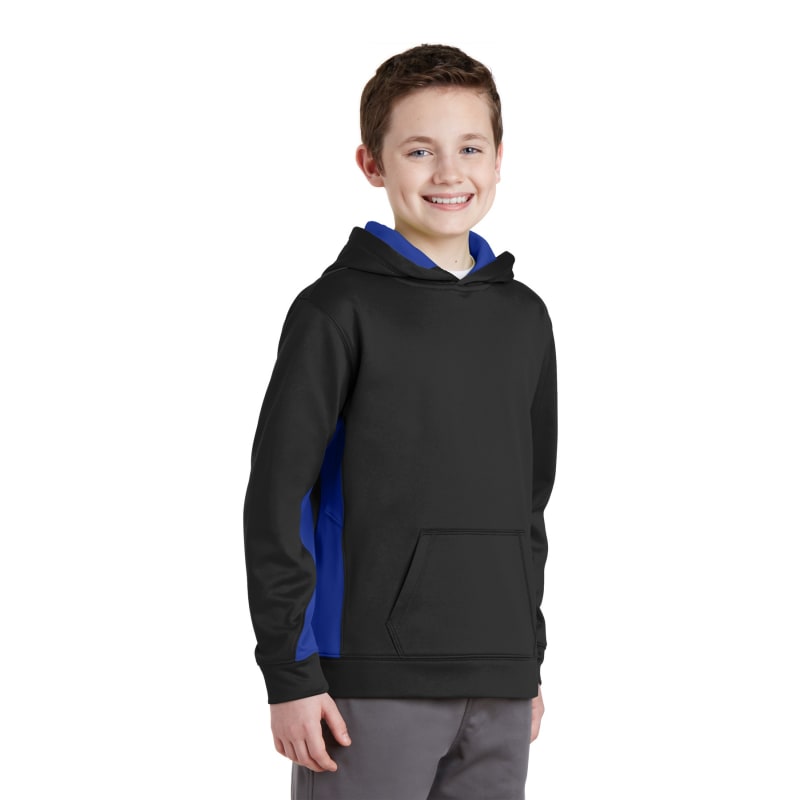 Sport-Tek Youth Sport-Wick Fleece Colorblock Hooded Pullover. 27