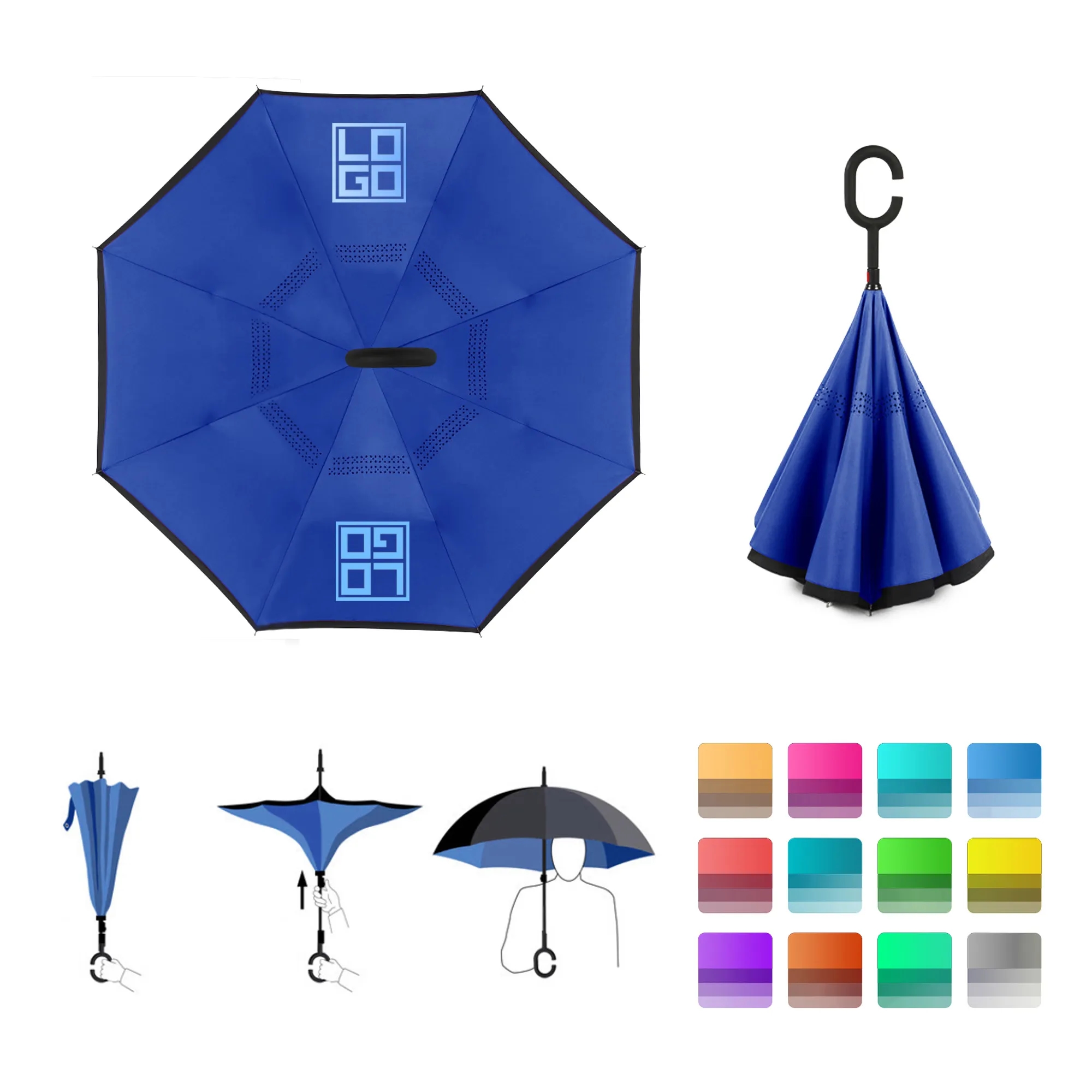 Deluxe Inverted Reverse Umbrella MOQ50pcs