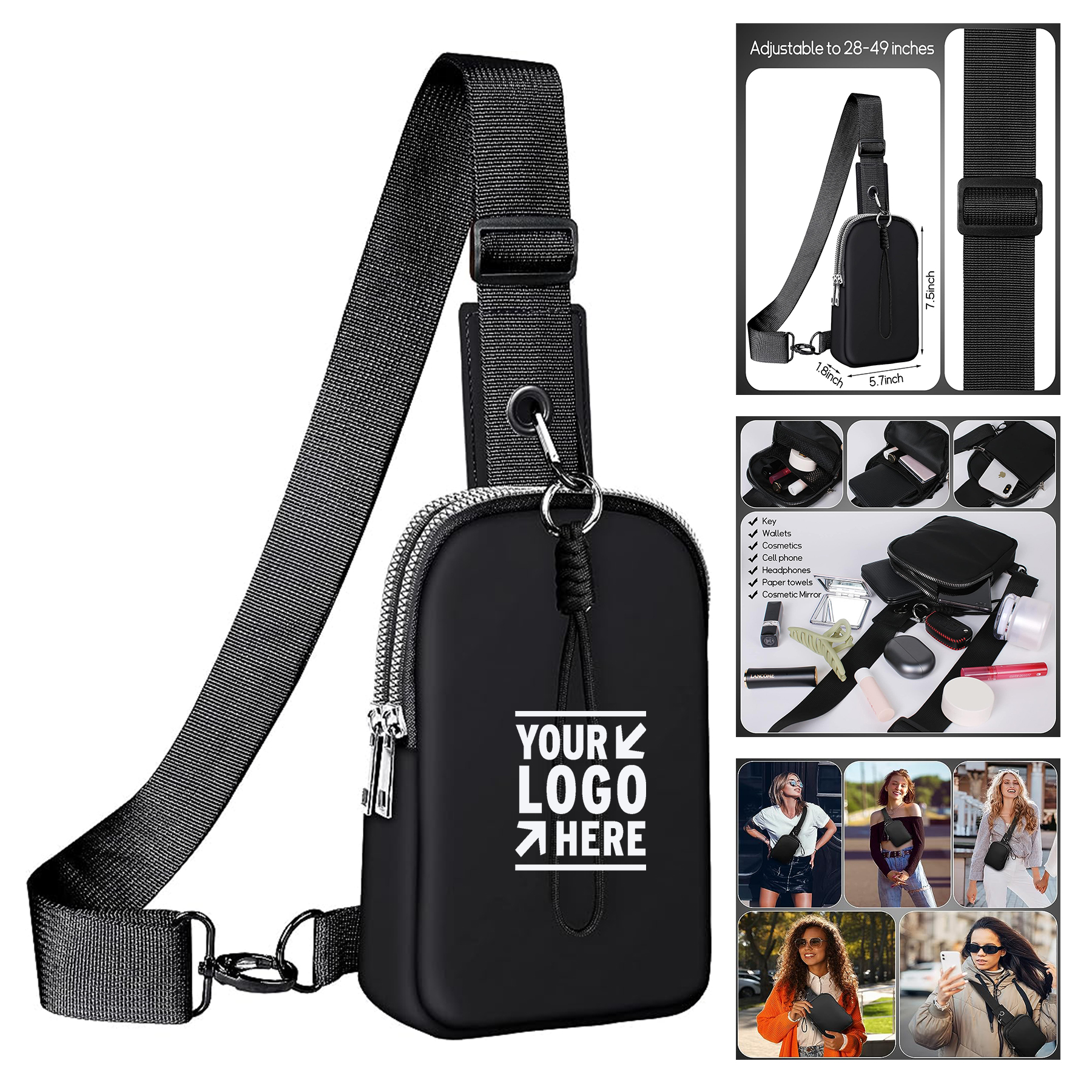 Women Crossbody Fanny Packs Purses Chest Small Sling Bag With Adjustable Shoulder Belt 2