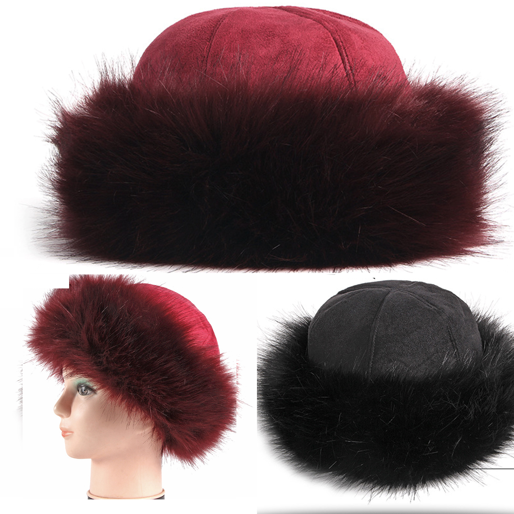 Women Leopard Faux Fur Hats Fluffy Bucket Hat