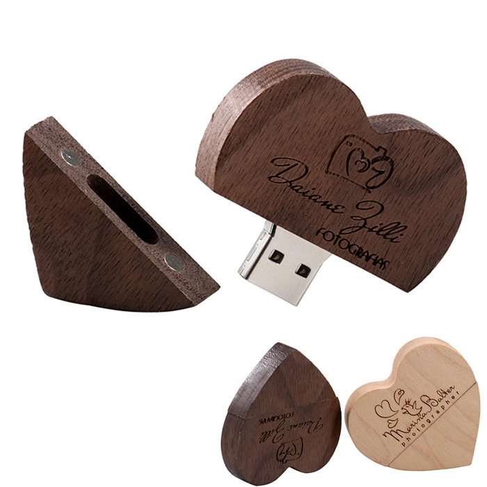 Wood Heart Shaped USB Flash Drive 1