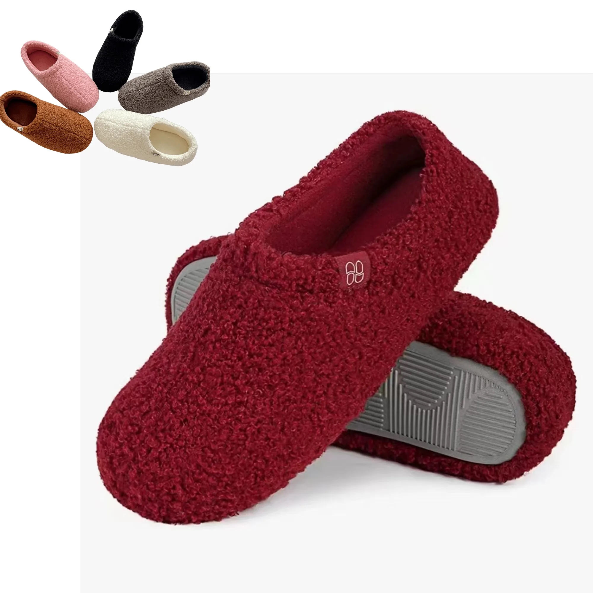 Fuzzy Curly Fur Memory Foam Loafer Slippers 7