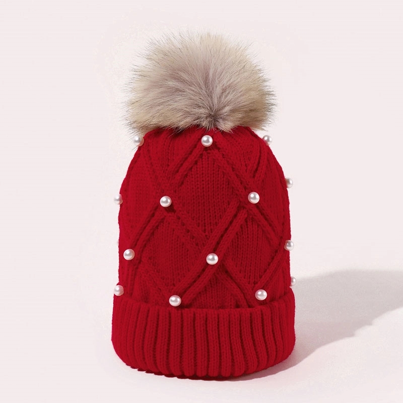 Custom Womens Winter Beanie Hat with pearl 5