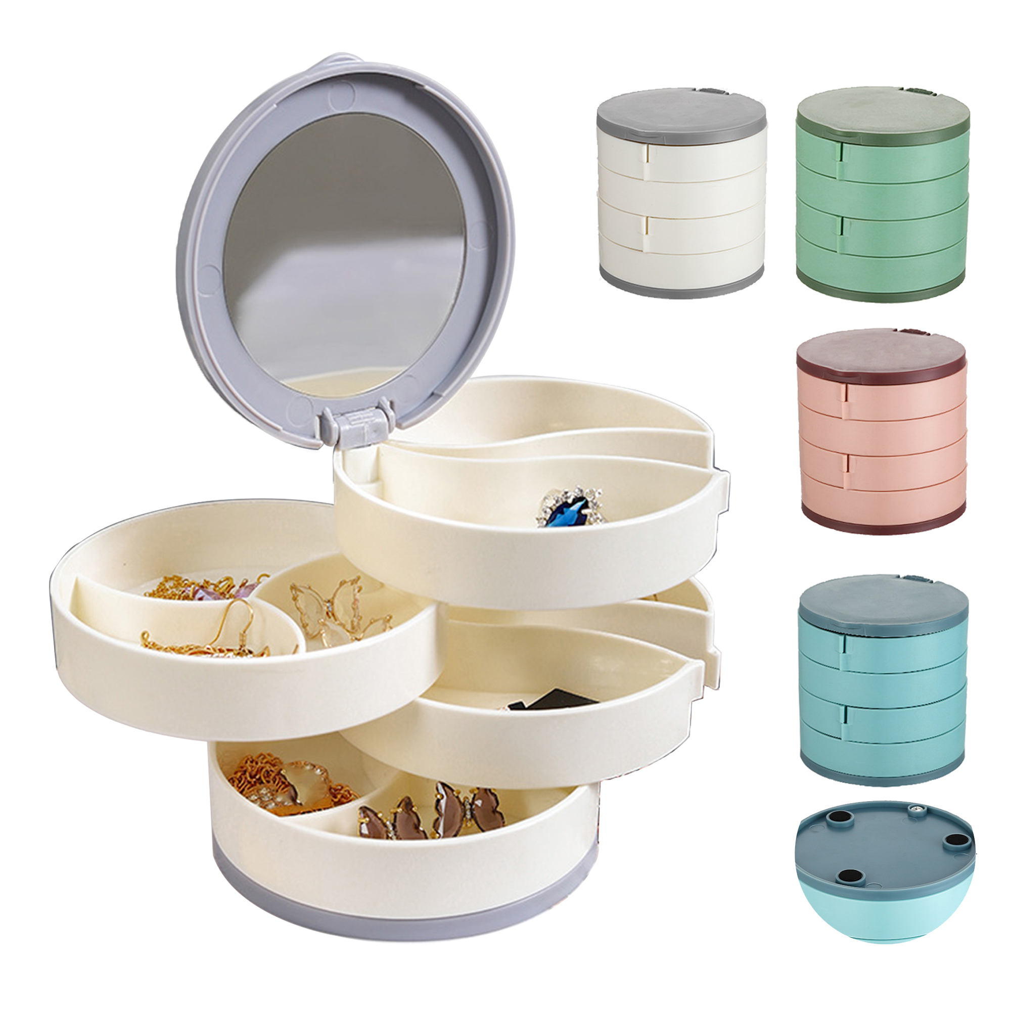 Rotating Jewelry Organizer 4 Layer With Mirror MOQ20 3