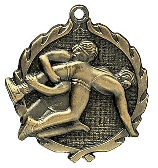 Wrestling Wreath Medal, 1 3/4" 1
