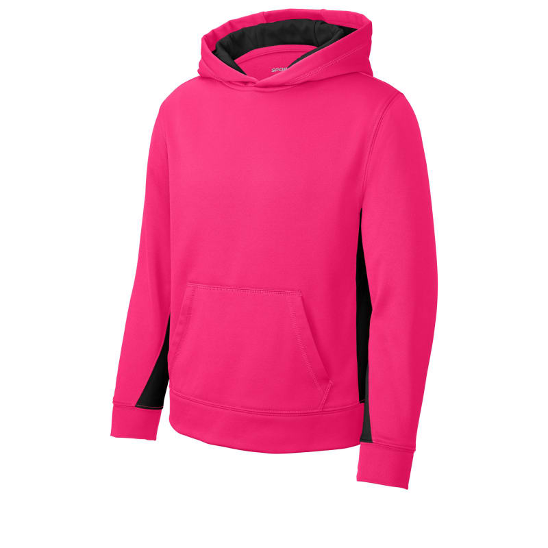 Sport-Tek Youth Sport-Wick Fleece Colorblock Hooded Pullover. 34