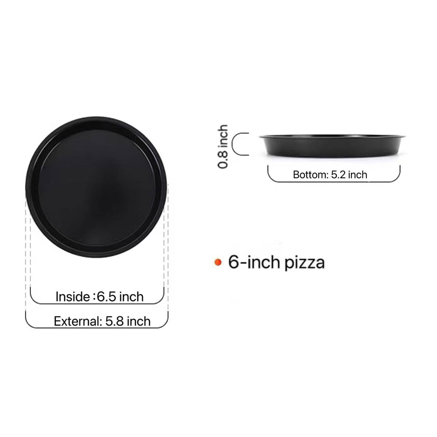 6 Inch Carbon Steel Circular Pizza Baking Pan 10