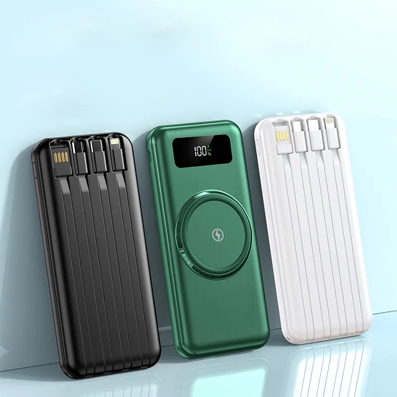 10000mAh Portable Charger LED Display Power Bank with Cables 2